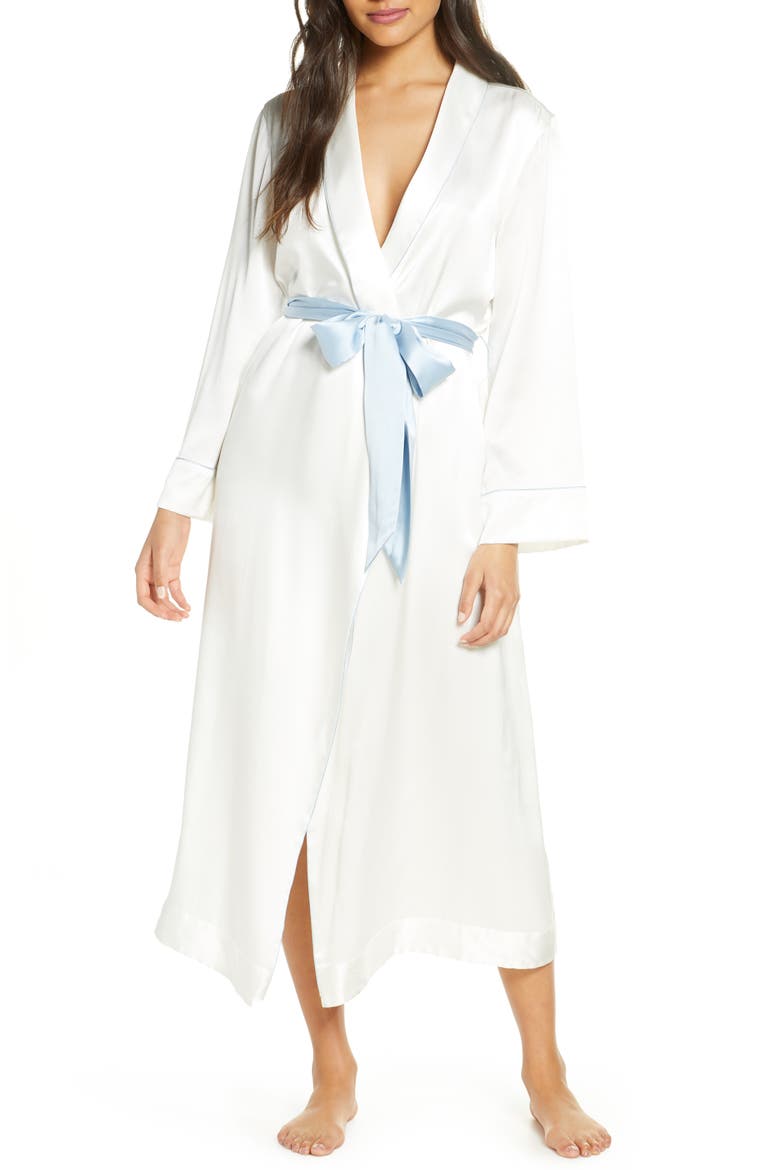 Silk Robe, Main, color, IVORY/ BLUE