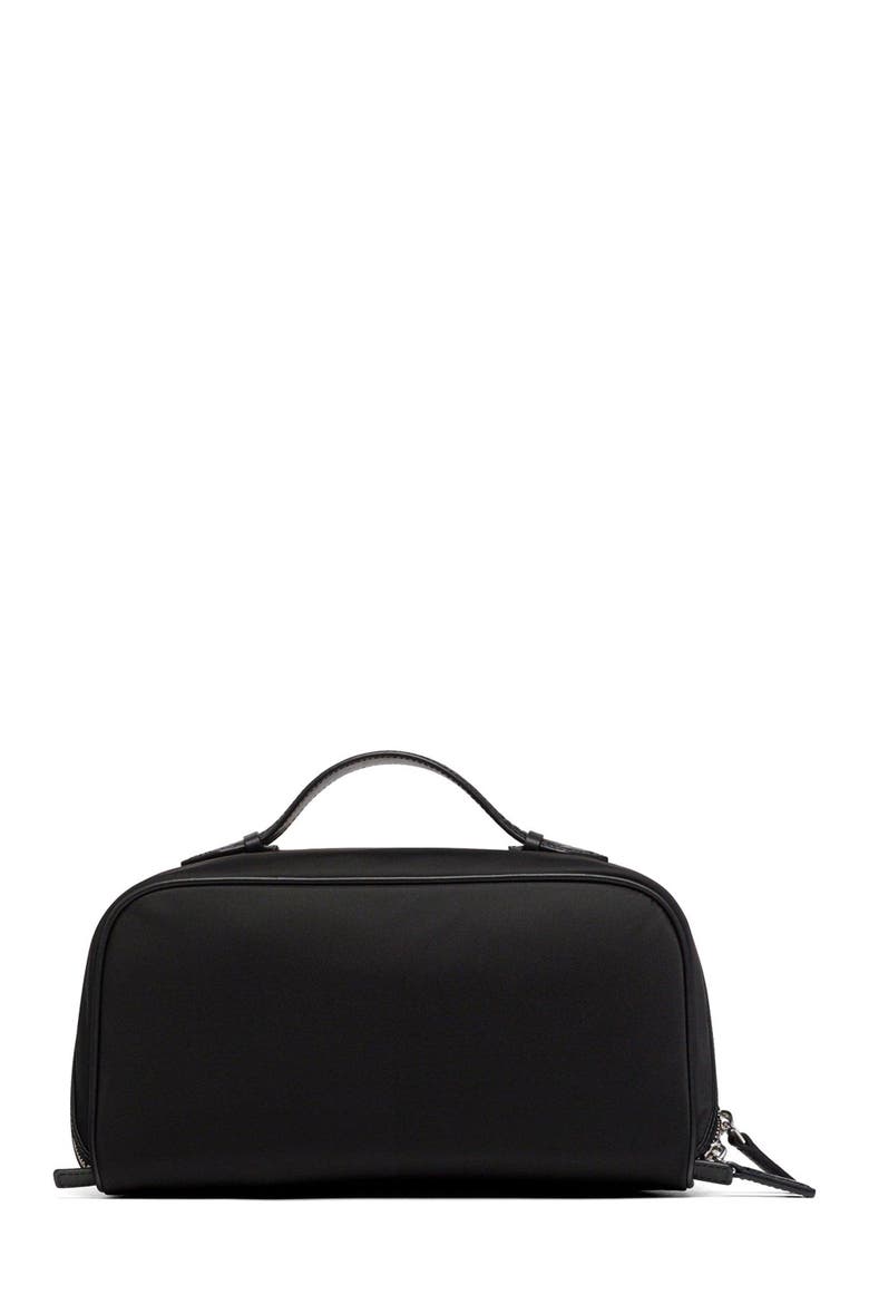 Medium Ottomar Toiletry Bag in ECONYL and Leather, Alternate, color, Black