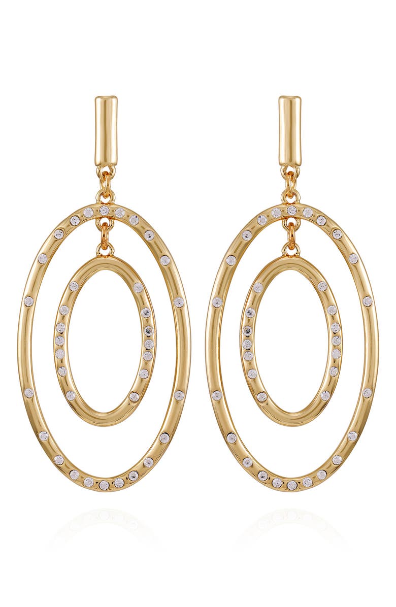 Vince Camuto Pavé Crystal Oval Drop Earrings, Alternate, color, Gold Tone