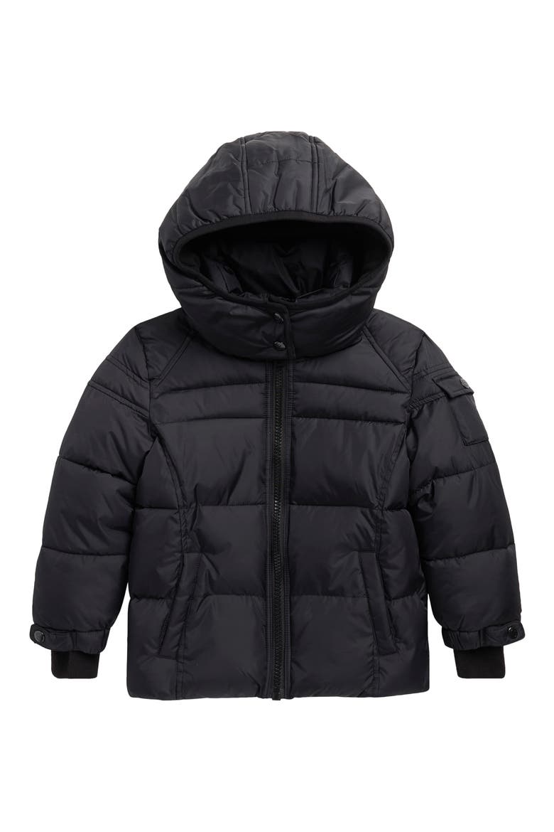 Kids' Downhill Matte Hooded Puffer Jacket, Main, color, BLACK