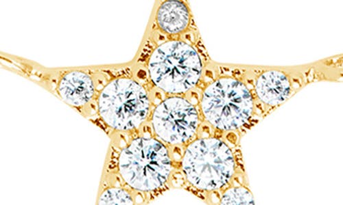 Sterling Forever 14k Plated Cz Layered Crescent & Star Necklace In Gold