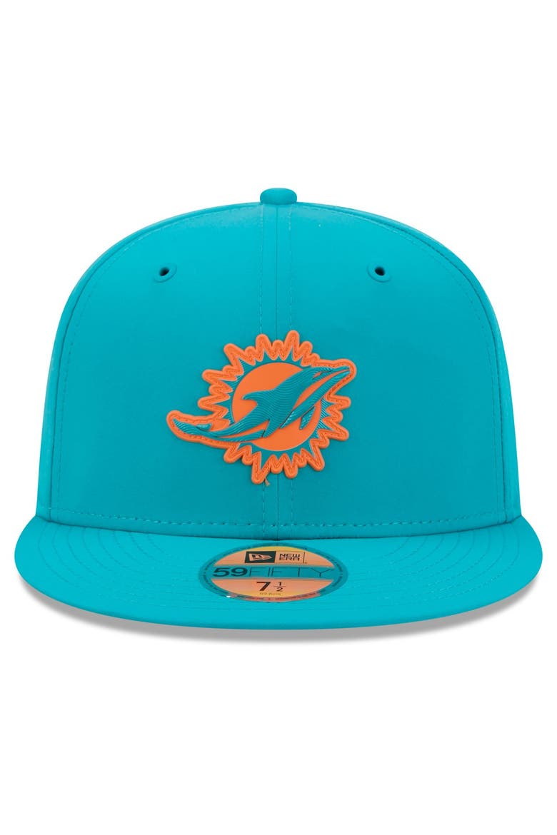 Men's New Era Aqua Miami Dolphins 2026 Sideline 59FIFTY Fitted Hat, Alternate, color, Aqua