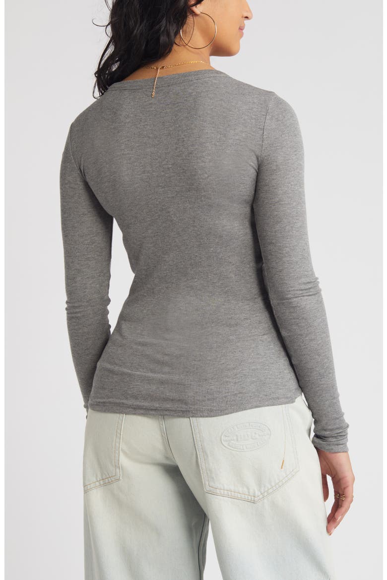 Ribbed Long Sleeve T-Shirt, Alternate, color, GREY CLOUDY HEATHER
