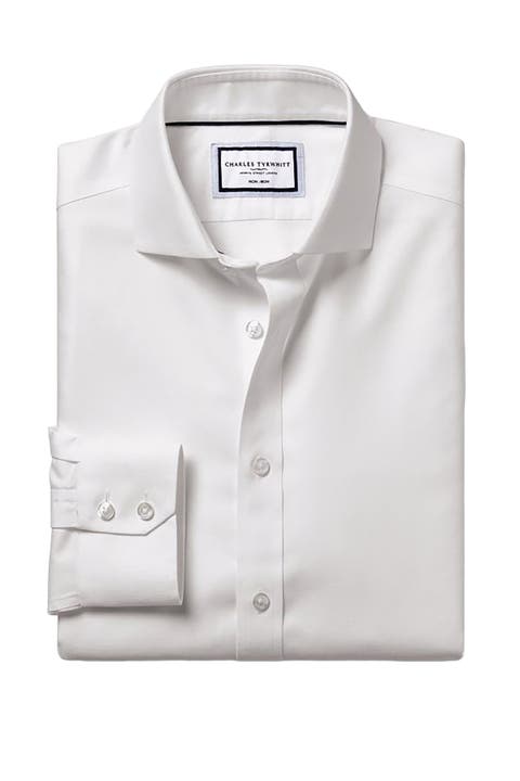 Non-Iron Clifton Weave Cutaway Slim Fit Shirt Single Cuff