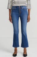 Lands' End High Rise Denim Button Front Kick Flare Crop Jeans
