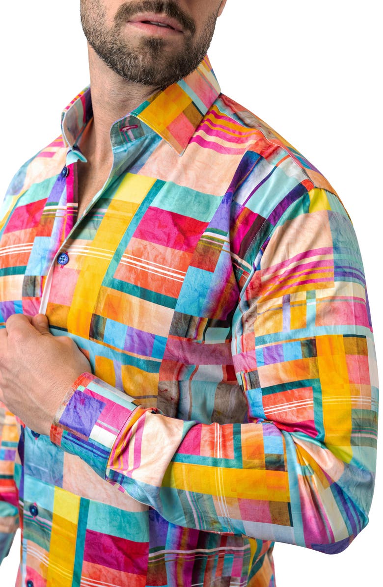 Maceoo Fibonacci Cube 41 Cotton Button-Up Shirt, Alternate, color,