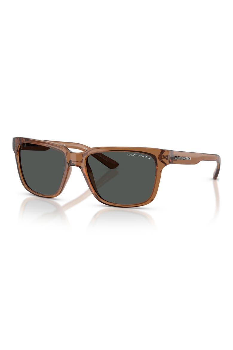 56mm Square Sunglasses, Alternate, color, TRANSPARENT BROWN / GREY