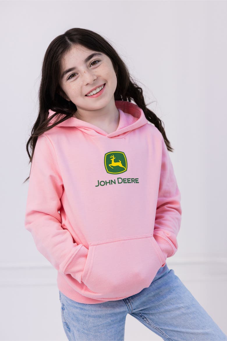 Girls' Fleece Hooded Sweatshirt, Alternate, color, Bright Pink