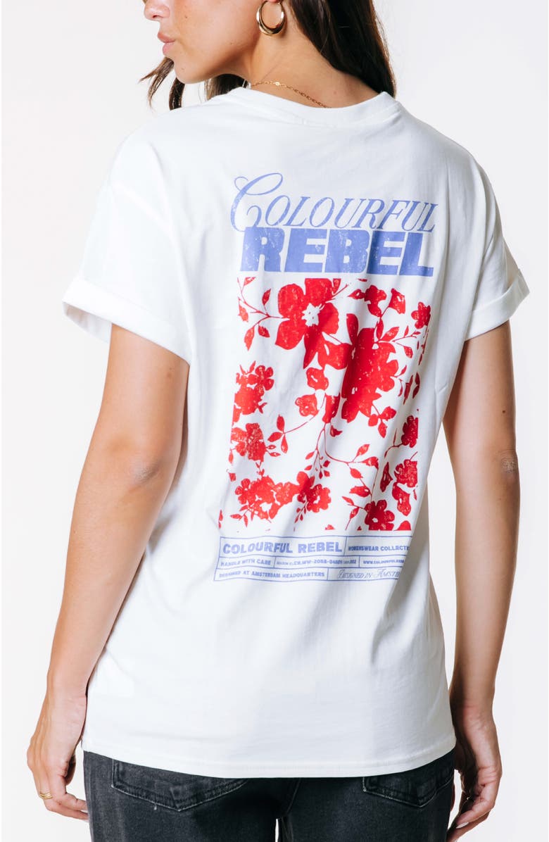 Colourful Rebel CR Flower Boxy Tee, Alternate, color, Standard White