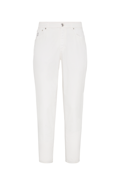 Brunello Cucinelli Gabardine Garment Dyed Trousers In Ecru