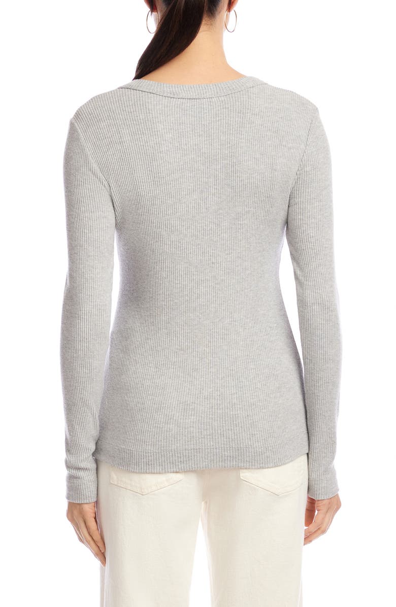 Karen Kane Rib V-Neck Long Sleeve Top, Alternate, color, Heather Grey