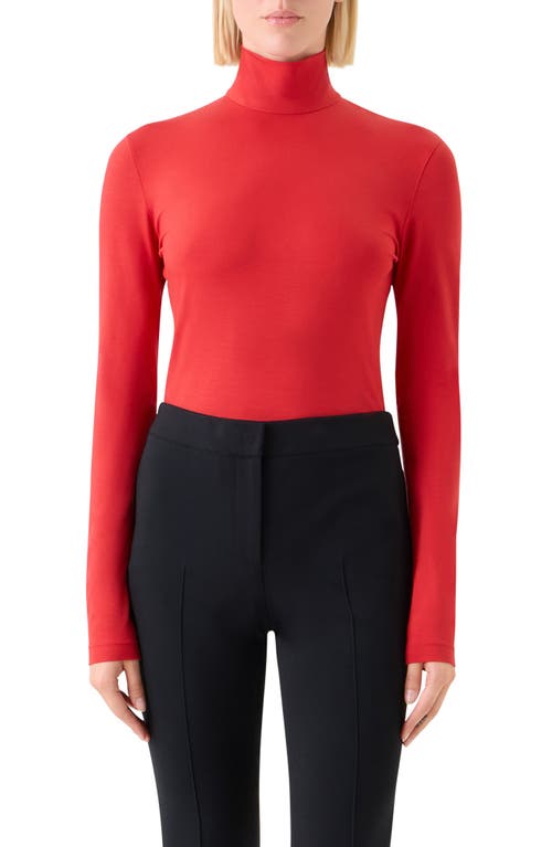 Akris Punto Modal Jersey Mock-neck Shirt In Red