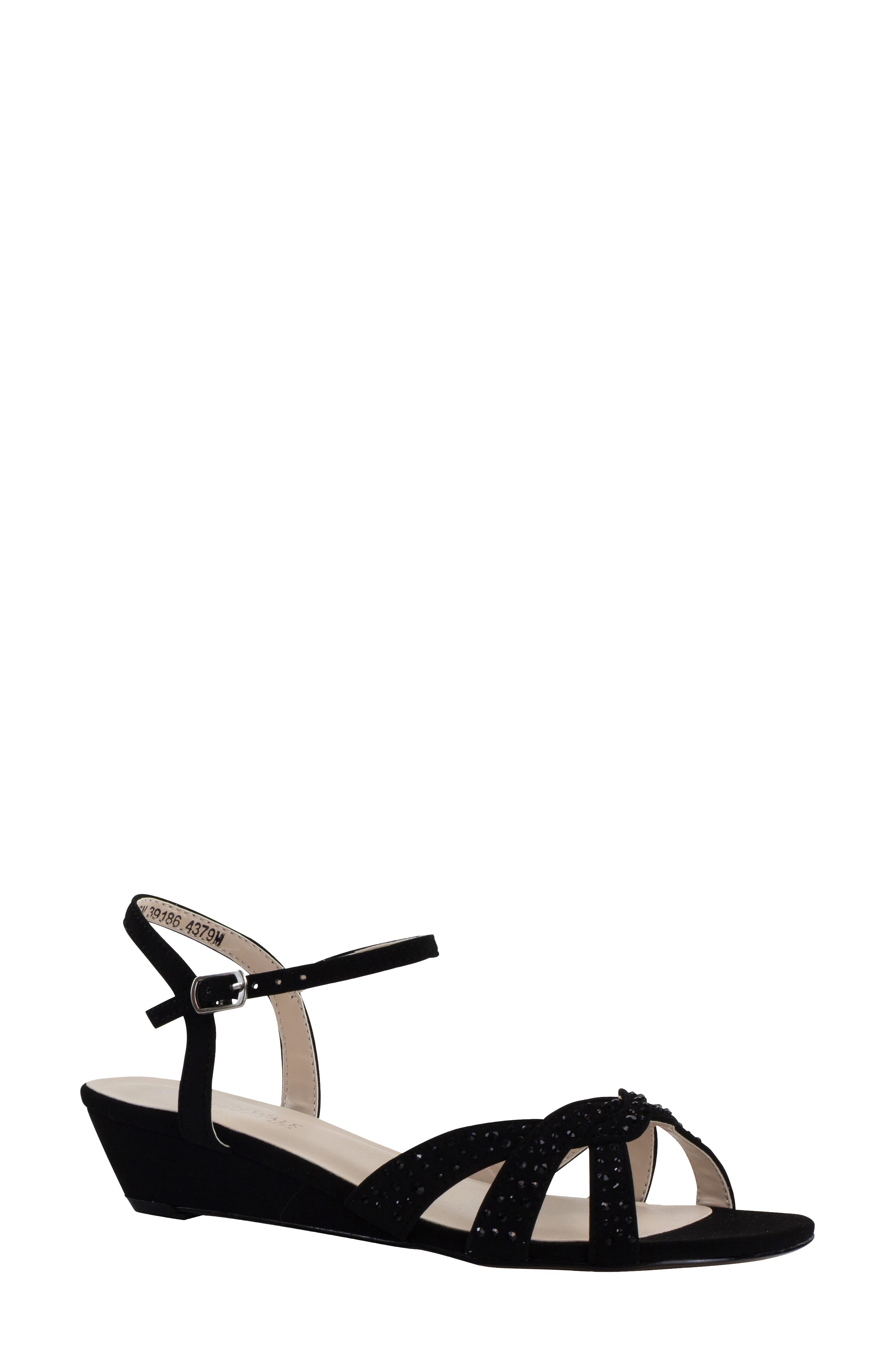 Touch Ups Lena Wedge Sandal, Main, color, Black