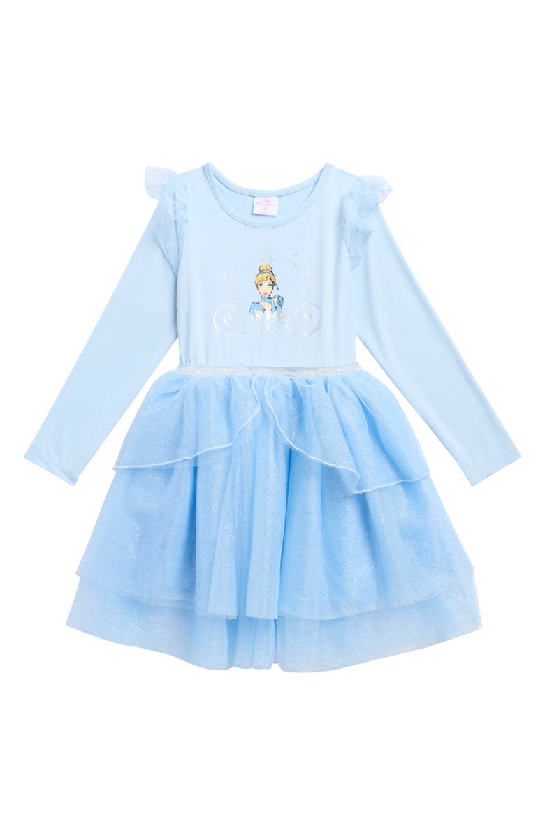 Happy Threads Kids' Disney Cinderella Ruffle Long Sleeve Tutu Party Dress, Main, color, Blue