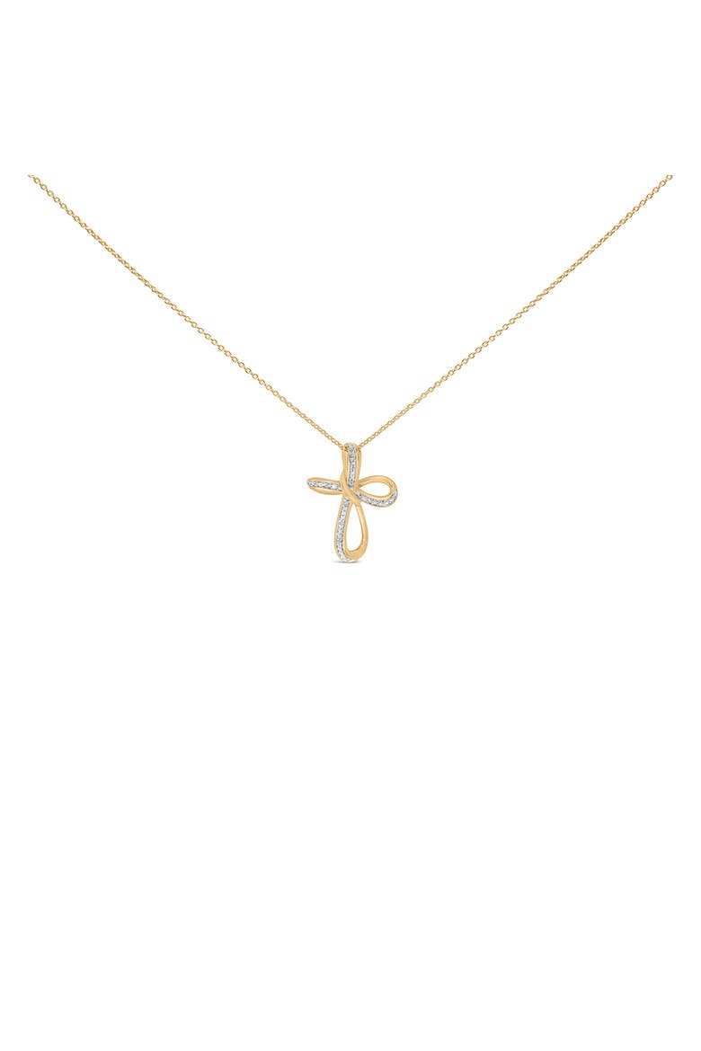 Gold Vermeil Diamond Accent Infinity Cross Pendant Necklace, Main, color, Silver