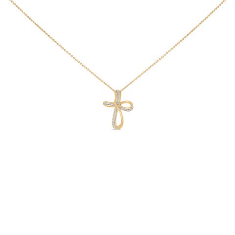 Gold Vermeil Diamond Accent Infinity Cross Pendant Necklace