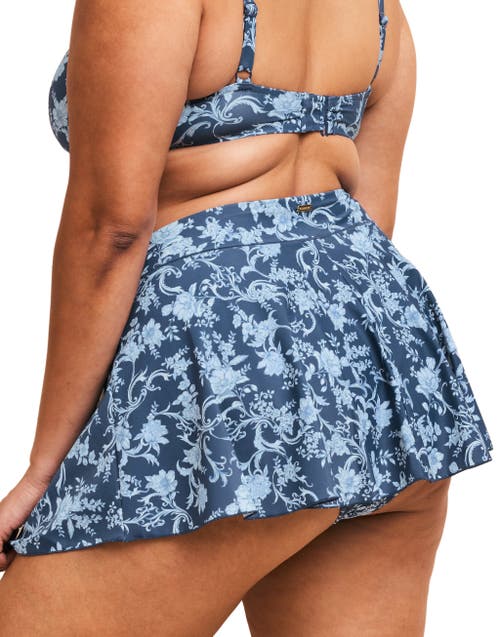 Adore Me Tricia Swimwear Swim Skort Bottom In Floral Blue