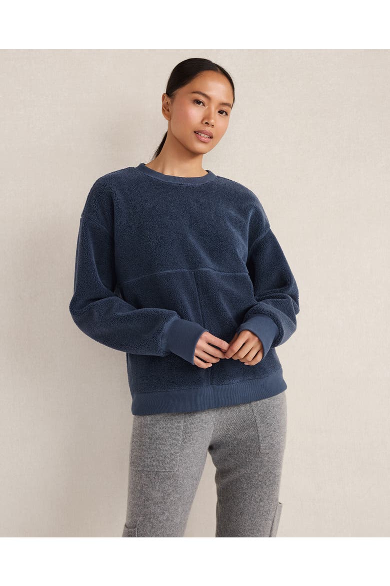 Faux-Shearling Sweatshirt, Alternate, color, North Sea