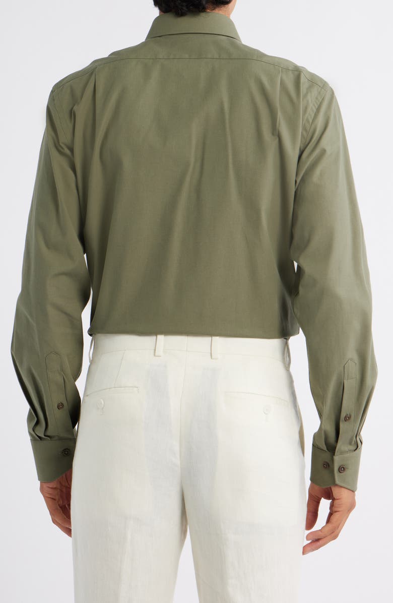 Lorenzo Uomo Trim Fit Solid Green Cotton Dress Shirt, Alternate, color, Hunter