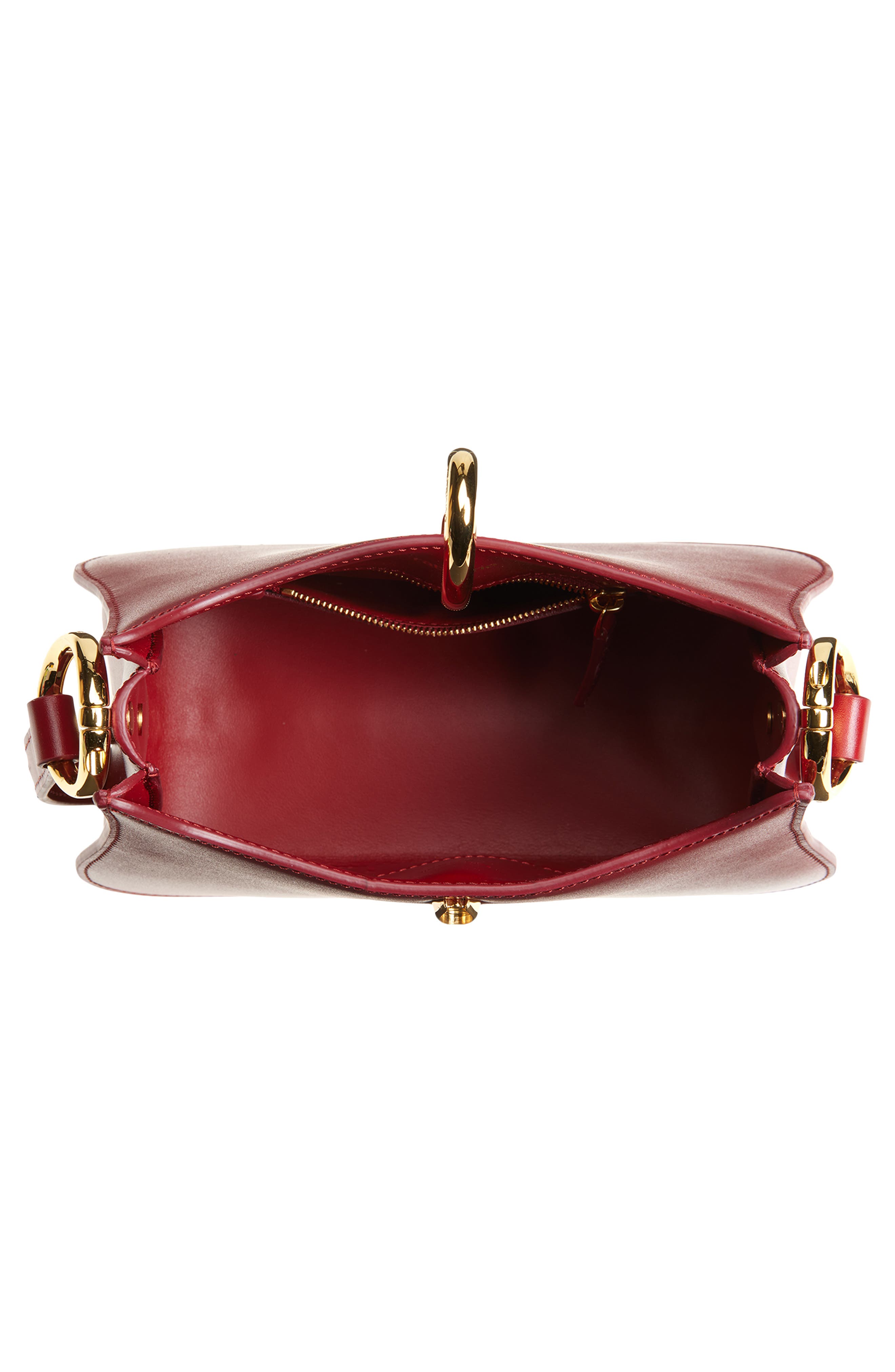 The Small Ring Leather Shoulder Bag, Alternate, color, RED