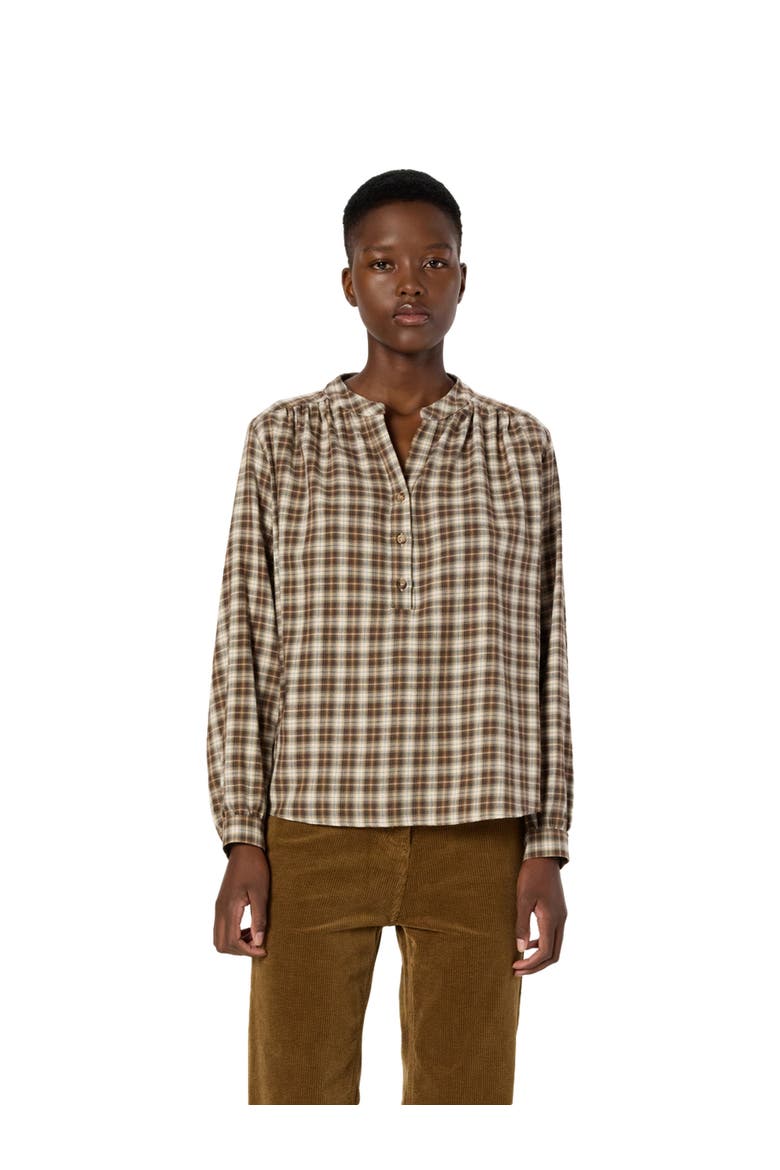 Aline Checked Blouse, Main, color, Brown