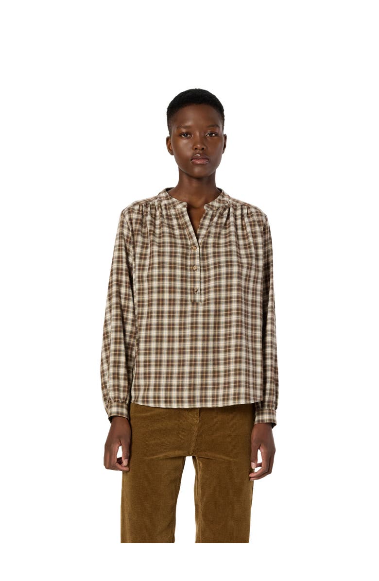 GERARD DAREL Aline Checked Blouse, Main, color, Brown