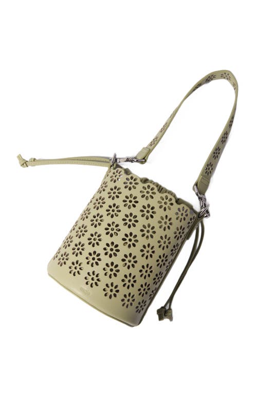 Maje Perforated Leather Bucket Bag In Almond Green