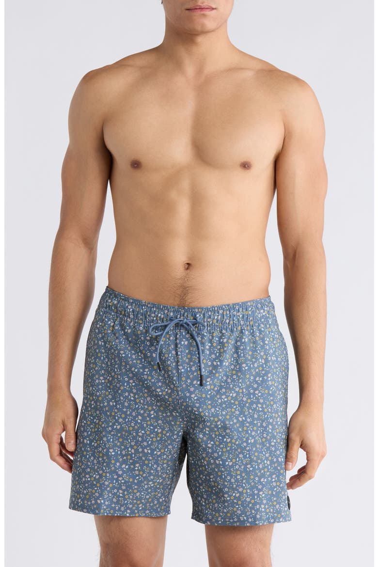Tropical Print Board Shorts, Main, color, VINTAGE NAVY