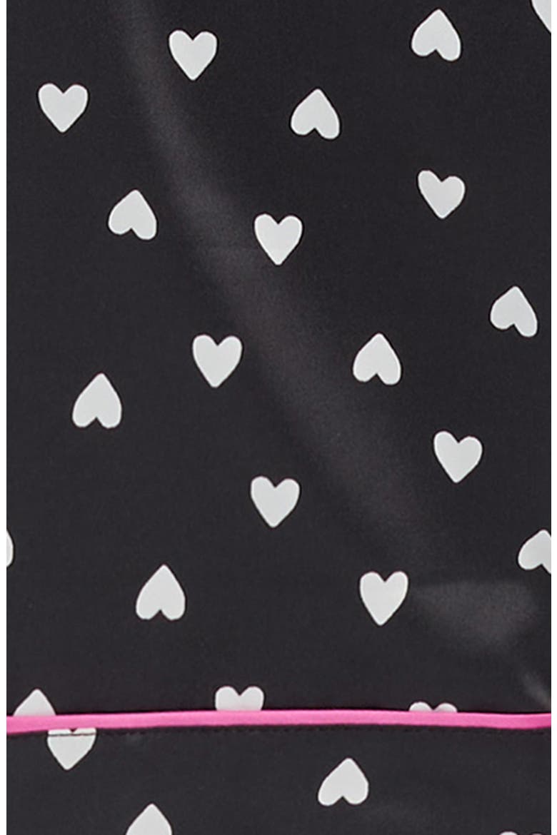 Kids' Satin Pajamas, Alternate, color, BLACK- WHITE HEARTS