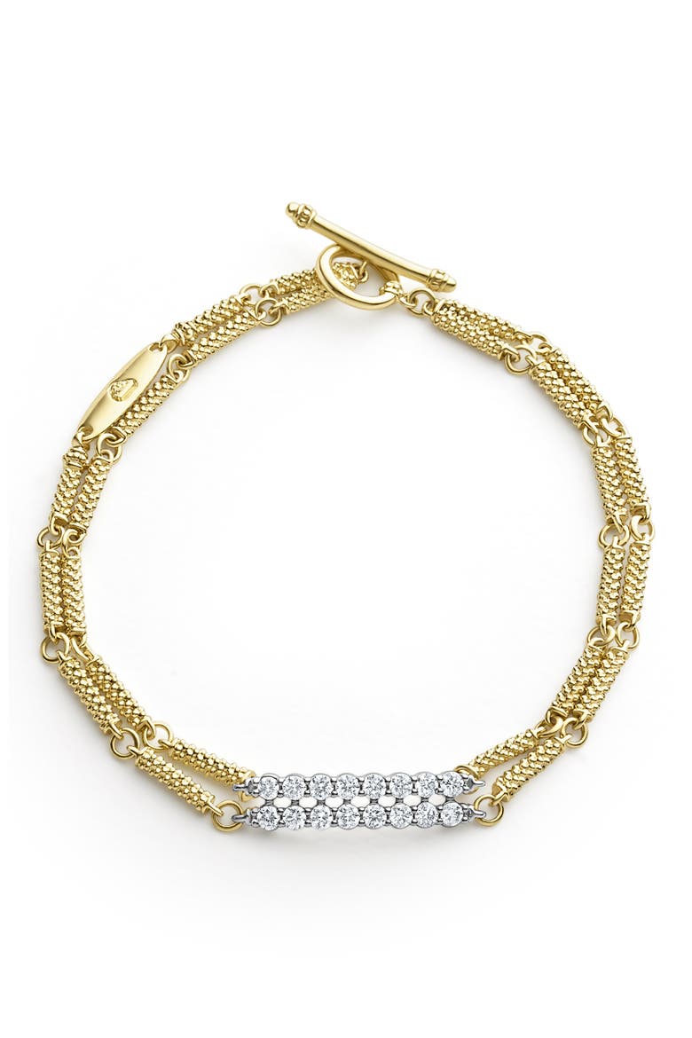 Signature Caviar Superfine Diamond Toggle Bracelet, Main, color, GOLD/ DIAMOND
