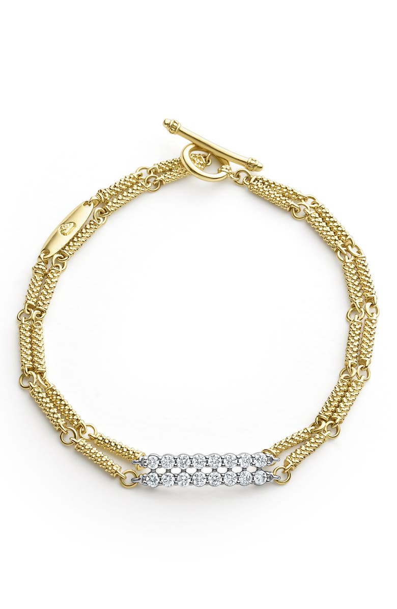 LAGOS Signature Caviar Superfine Diamond Toggle Bracelet, Main, color, Gold/ Diamond