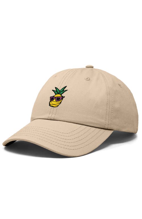 Dalix Pineapple Embroidered Dad Hat In Khaki