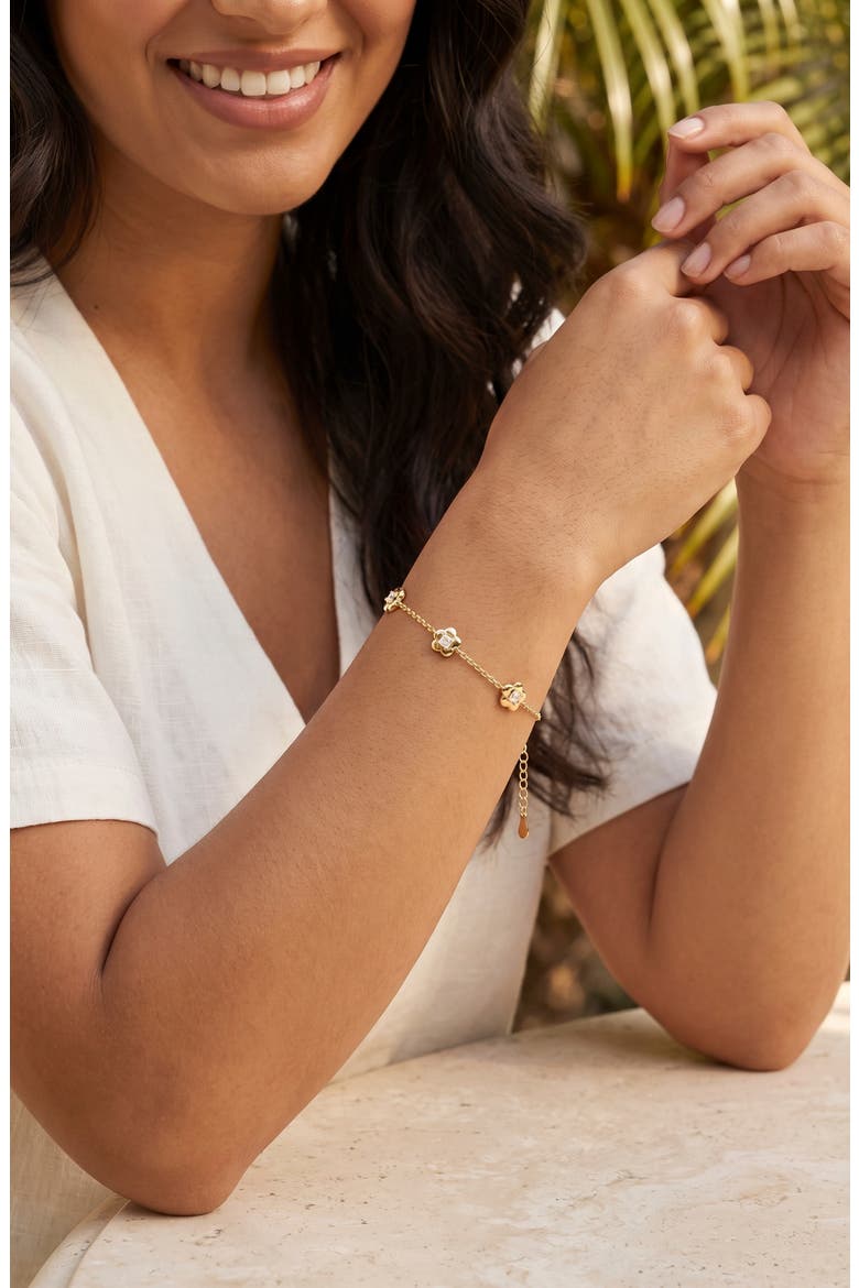 Soren Bloom Cubic Zirconia Chain Bracelet, Alternate, color, GOLD