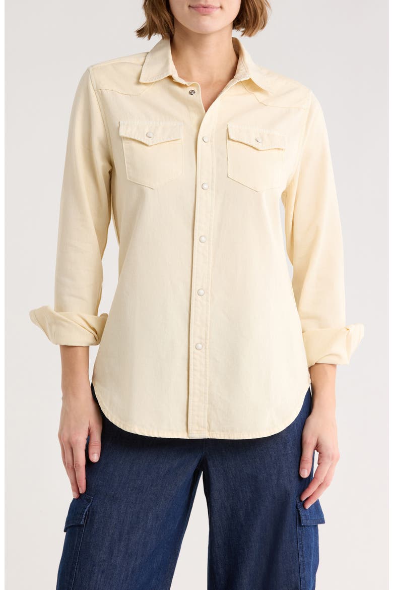 Denim Western Button-Up Shirt, Main, color, ECRU