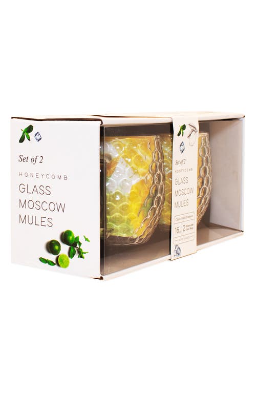 Silver One International Set Of 2 Honeycomb Moscow Mule Glasses In Transparent