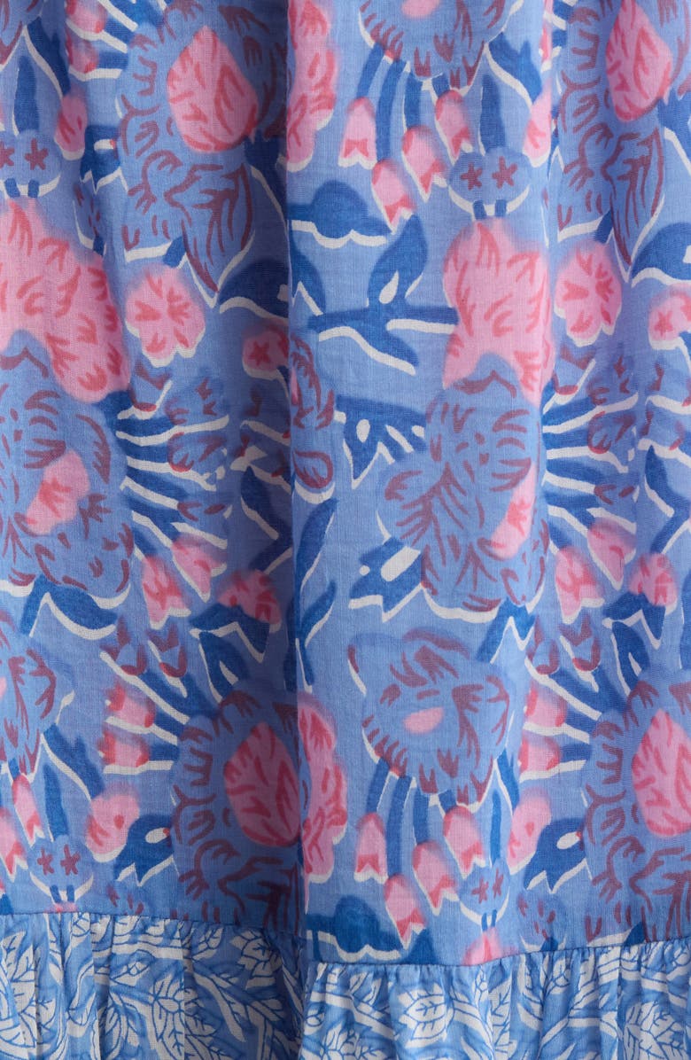 ALICIA BELL Libra Ruffle Tiered Cotton & Silk Cover-Up Sundress, Alternate, color, Blue Pink Print