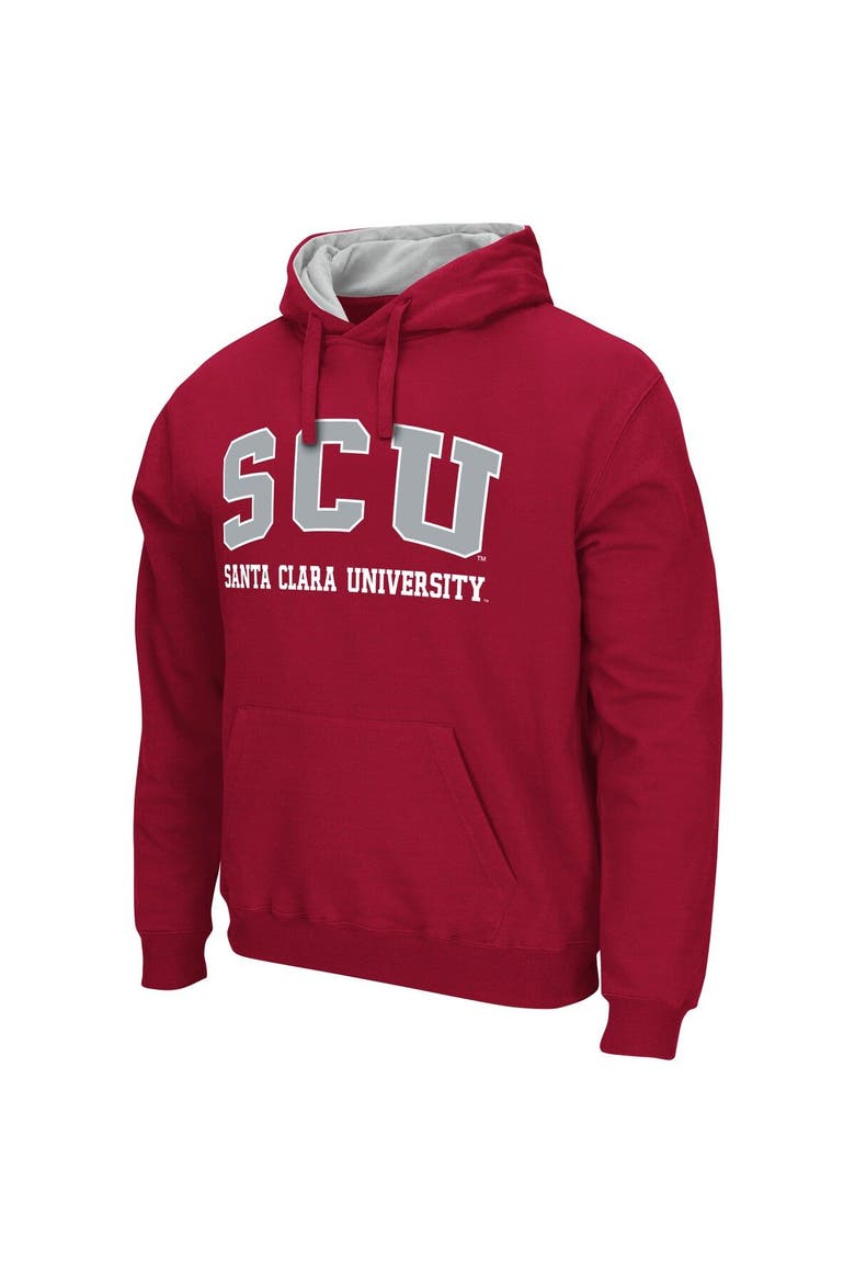 Men's Colosseum Red Santa Clara Broncos Arch & Logo 3.0 Pullover Hoodie, Alternate, color, Red