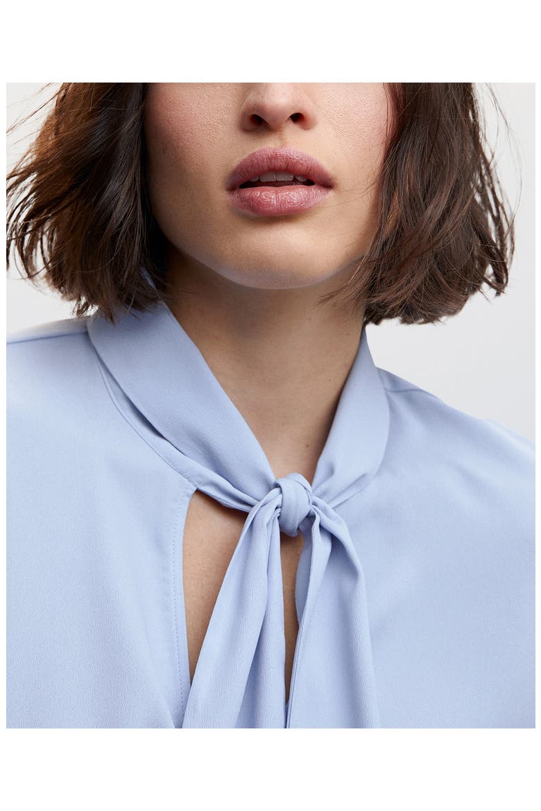 Tie Neck Crepe Blouse, Alternate, color, BLUE