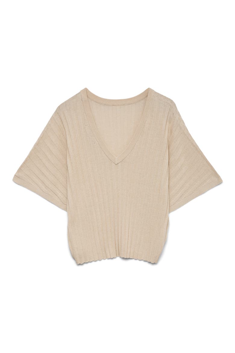 Barbados Short Sleeve V-Back Sweater, Alternate, color, OATMEAL