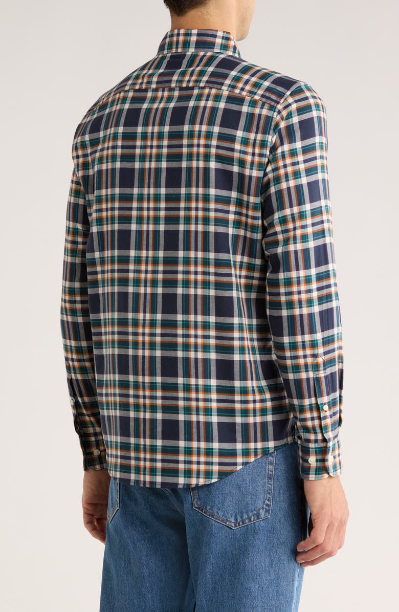 Original Penguin Slim Fit Plaid Twill Button-Up Shirt, Alternate, color, Dark Sapphire