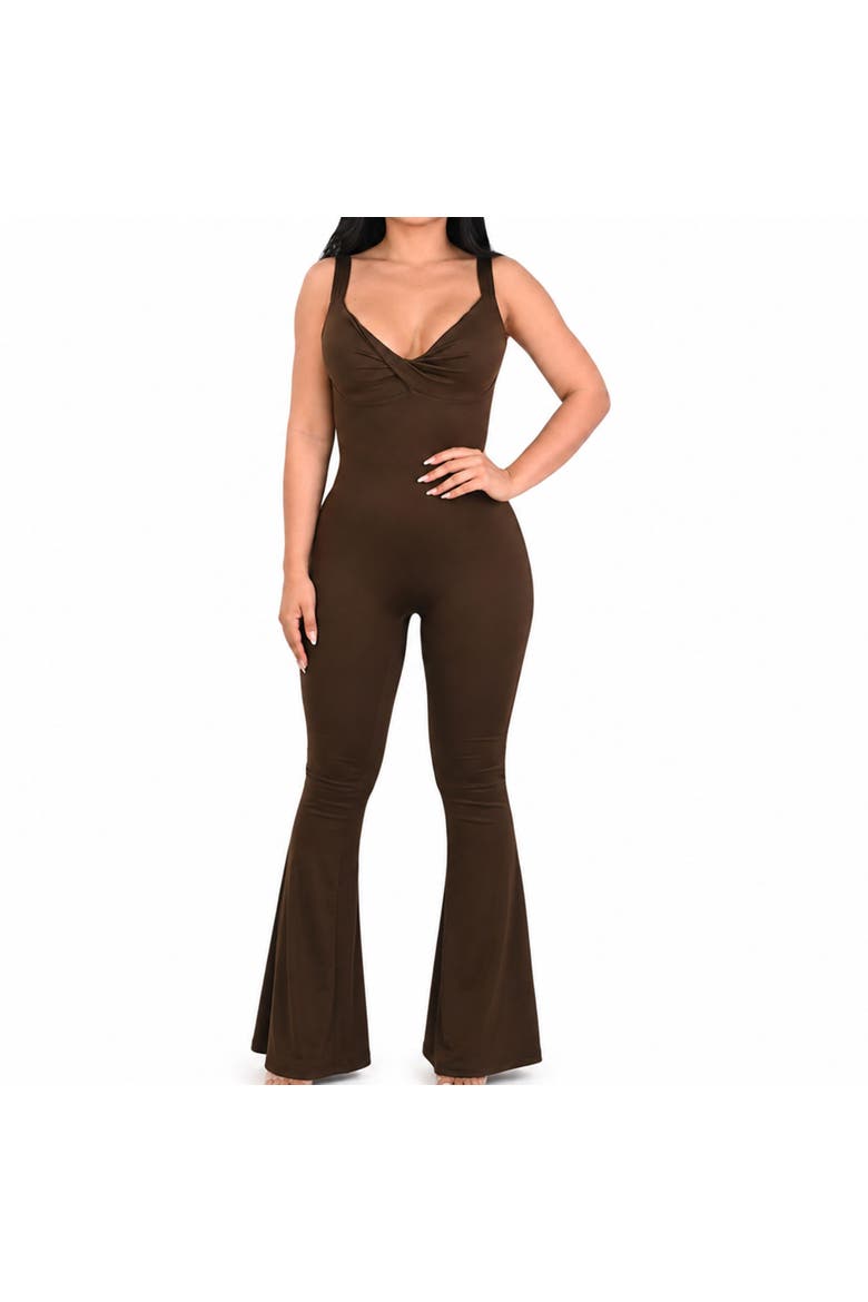 X Yahaira Heart Shaped Cut Out  Sculpt Jumpsuit, Main, color, Brown