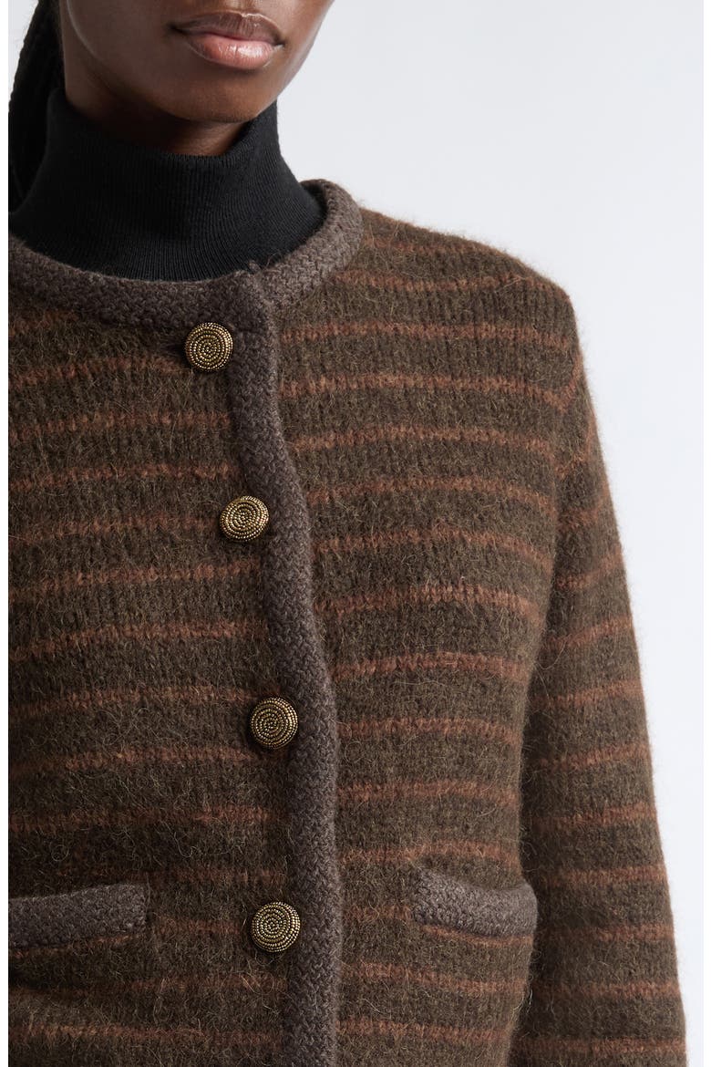 Mack Striped Alpaca Blend Jacket, Alternate, color, FUDGE