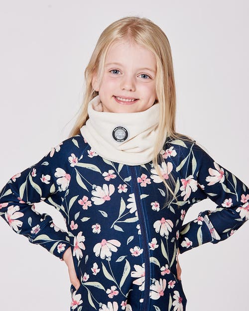 Deux Par Deux Kids Gender Inclusive Polar Fleece Neckwarmer In White