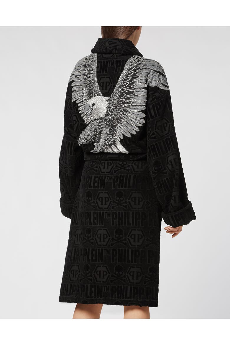 Bathrobe Eagle Unisex, Alternate, color, black