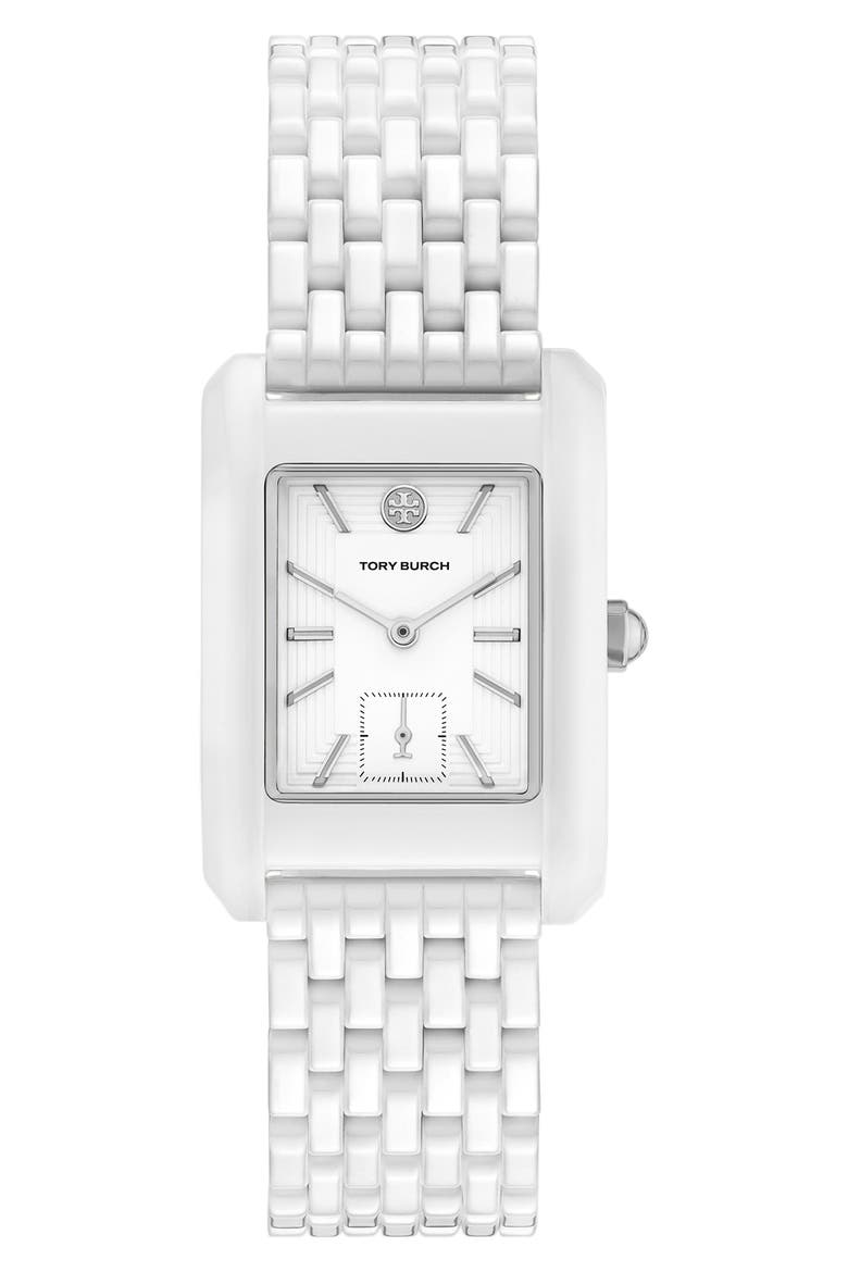 The Eleanor Ceramic Bracelet Watch, 26mm x 38mm, Main, color, WHITE