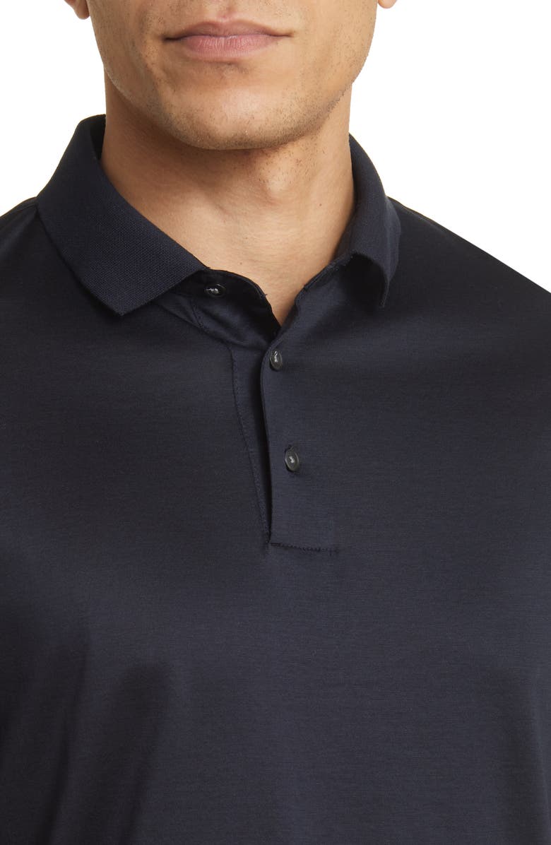 Emporio Armani Lyocell & Cotton Polo, Alternate, color, Solid Blue Navy