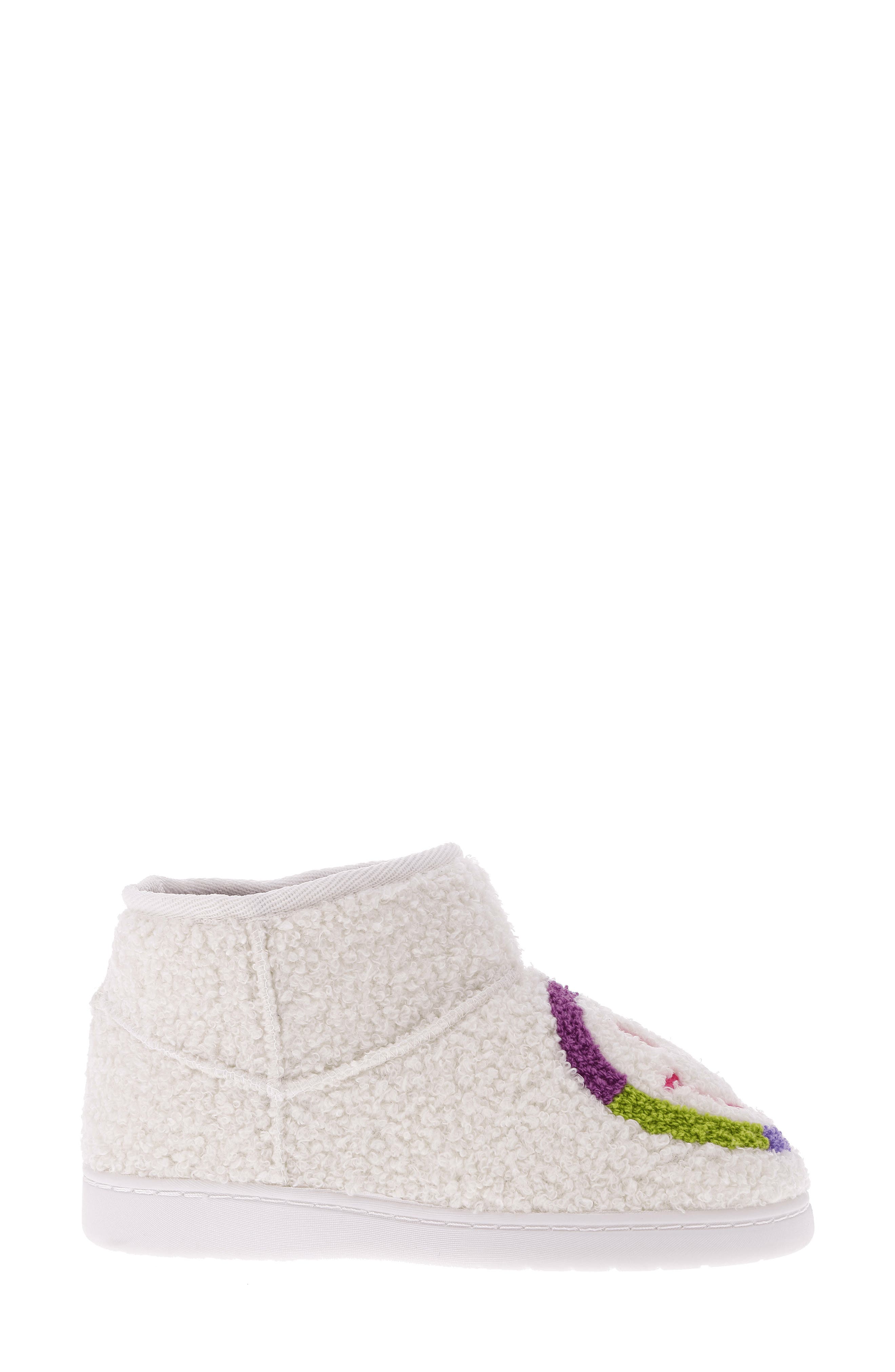 Chill Smiley Faux Shearling Bootie Slipper, Alternate, color, COLORFUL SMILEY