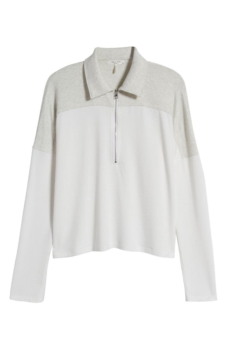rag & bone The Long Sleeve Knit Zip Polo, Alternate, color, Earlgrey