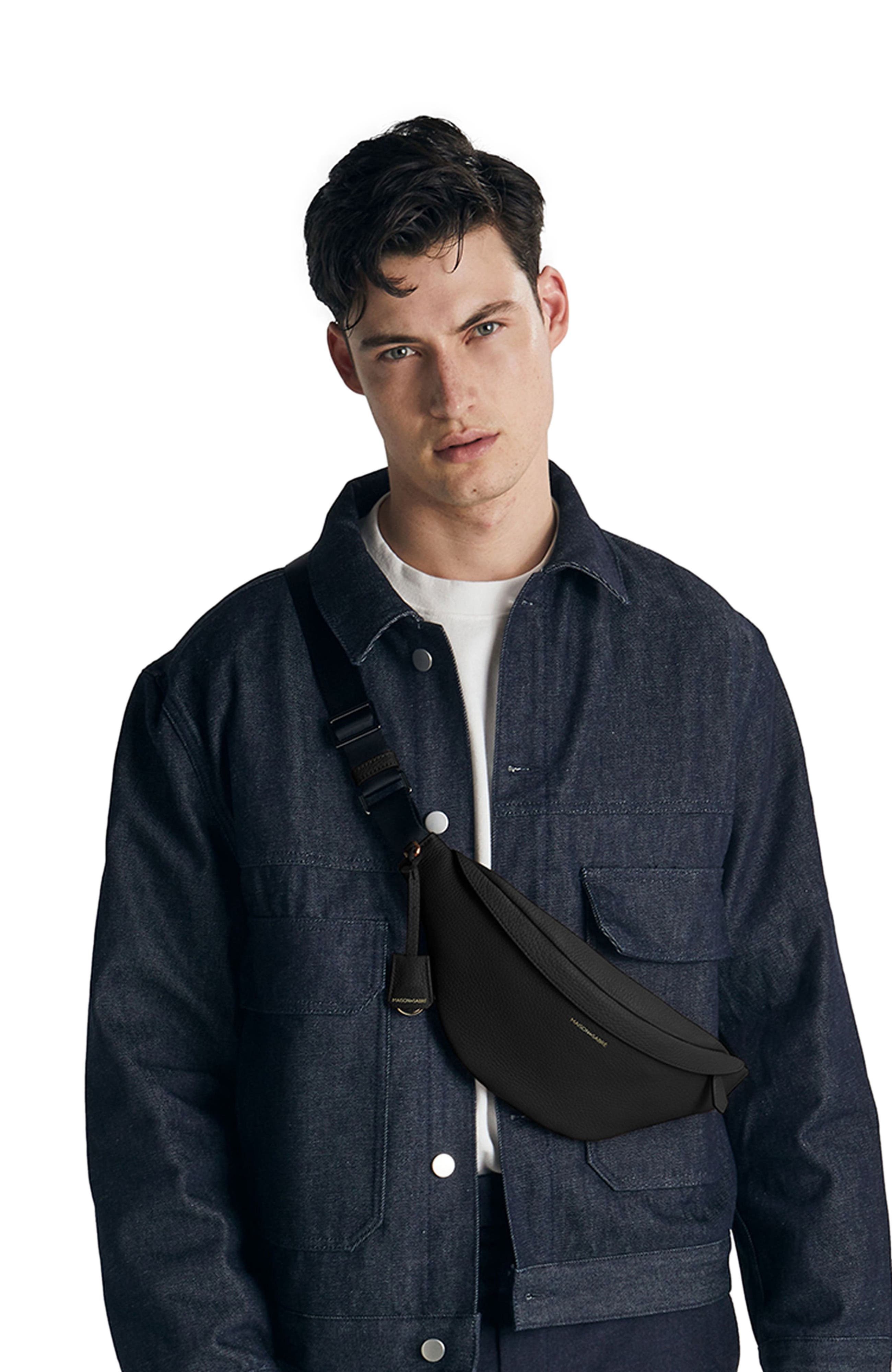 MAISON de SABRÉ Leather Sling Bag, Alternate, color, Black Caviar