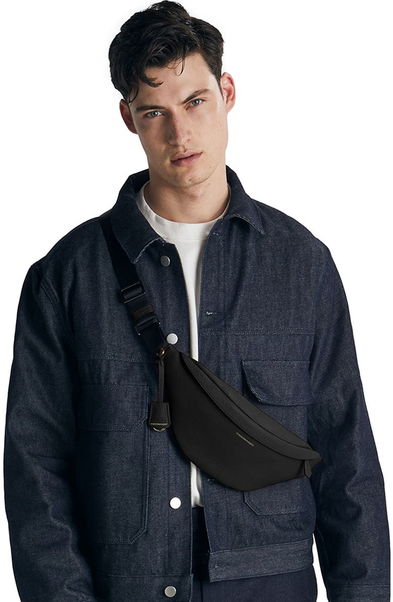 MAISON de SABRÉ Leather Sling Bag, Alternate, color, Black Caviar